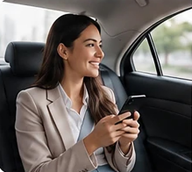 Gochcar rider smiling in the back seat